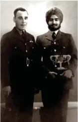  ??  ?? Dalip Singh with his Flying Instructor Sgt. Hart