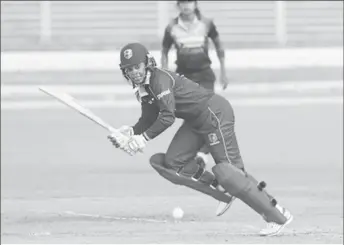  ?? CWI Media) (Photo courtesy ?? Batsman Merissa Aguilleira gathers run through the on-side during her top score of 32 in the opening ODI against Sri Lanka yesterday.