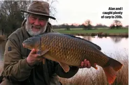  ??  ?? Alan and I caught plenty of carp to 20lb.