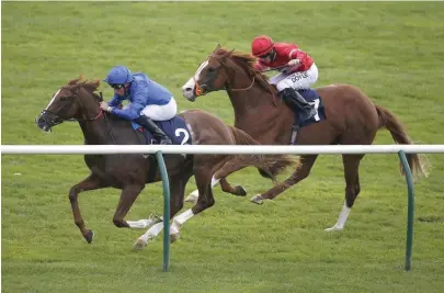  ?? Getty ?? Fly At Dawn, left, won The TurfTrax Nursery Stakes at Newmarket last year and has not run since March