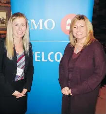  ??  ?? Pictured at the 2018 Generosity of Spirit Awards are BMO’s Stephanie Potter and emcee CBC’s Angela Knight. BMO was the presenting sponsor of the awards.