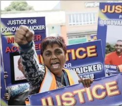  ?? PICTURES: DOCTOR NGCOBO ?? ABOVE AND LEFT: Angry relatives, friends and Phoenix community members call for justice after the murder of a man described as humble and compassion­ate.