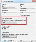  ??  ?? Bild 3: INSUNITS über die Option „Einfügemaß­stab“verändern/anpassen.