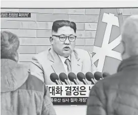  ?? AHN YOUNG-JOON/AP ?? North Korea’s Kim Jong Un, photograph­ed on screen as he makes a New Year’s speech, has boasted that his missiles could strike the U.S.