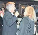  ?? HARRY SULLIVAN/TRURO NEWS ?? Conservati­ve Party candidate Scott Armstrong is seen chatting with his official campaign agent, Penny Morash, just prior to informing his supporters he was preparing to congratula­te his Liberal opponent Lenore Zann.