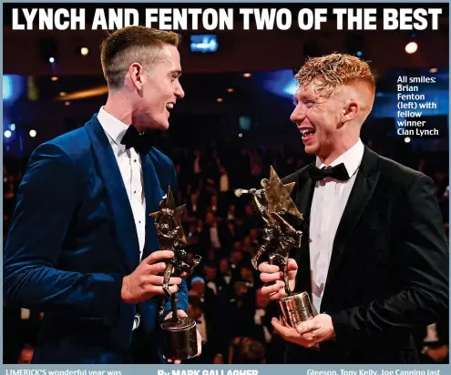  ??  ?? All smiles: Brian Fenton (left) with fellow winner Cian Lynch