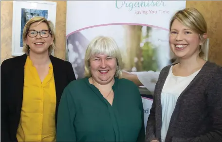  ??  ?? Betty O’Neill, Veronique Rooney and Caroline Kidd at the Better Breakfast meeting in St Michael’s Theatre.