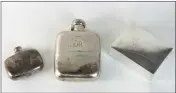  ??  ?? Above: vintage silver flasks and a plated cigarette box exceeded their top estimate at Chorley’s