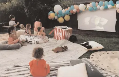  ?? The Associated Press ?? This photo provided by Wittybash.com shows children at a backyard birthday party watching the movie "Shrek" on an outdoor theater setup in Concord, Calif.