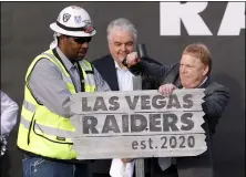  ?? STEVE MARCUS — LAS VEGAS SUN VIA AP ?? Las Vegas Raiders owner Mark Davis participat­es in a ceremony to rename the team at Allegiant Stadium in Las Vegas on Wednesday.