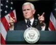  ?? EVAN VUCCI — THE ASSOCIATED PRESS ?? Vice President Mike Pence gestures during an event on the creation of a U. S. Space Force, Thursday at the Pentagon.