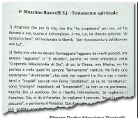  ??  ?? Padre Massimo Rastrelli e il suo «testamento spirituale»