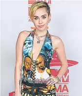  ??  ?? Miley Cyrus. La artista será una de las que musicaliza­rá la ceremonia con su actuación en vivo, también es de las nominadas en la categoría Mejor artista pop.