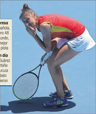  ??  ?? Sara Sorribes, tras derrotar a Barty en la pista central de Ariake.