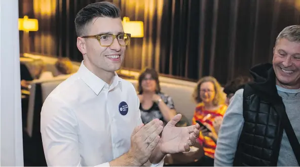  ?? — POSTMEDIA NEWS FILES ?? NPA Hector Bremner celebrates at his election night party in Vancouver on Saturday.