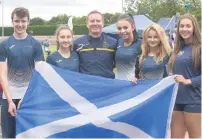  ??  ?? Scots stars Central AC’s Celtic Games athletes Daniel Ferguson, Coirilidh Cook, Kenny Pearson (coach), Emma Mailer, Elizabeth Thompson and Anna Cameron