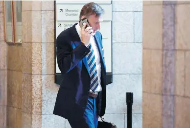  ?? JUSTIN TANG/ THE CANADIAN PRESS ?? Conservati­ve MP Maxime Bernier leaves a caucus meeting on Parliament Hill Wednesday.