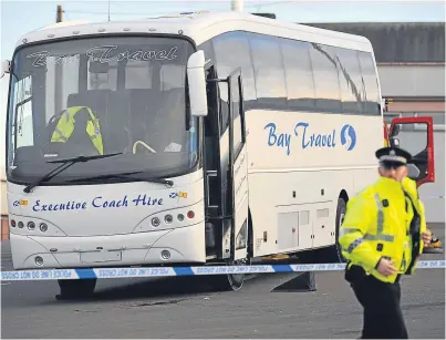  ?? Picture: David Wardle. ?? Police at the scene of the accident in Dunfermlin­e last year.