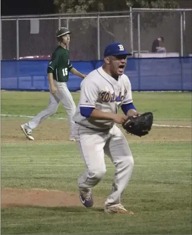  ?? KARINA LOPEZ PHOTO ?? Brawley Union High's Blake Zeleny celebrates the Wildcats' win over Sage Creek in the CIF-San Diego Section Division III semifinals Tuesday in Brawley.