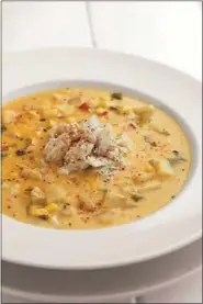  ?? PHOTO COURTESY OF “DISHING UP NEW JERSEY,” AMY ROTH, STOREY PUBLISHING ?? Crab and corn chowder attracts a loyal following at Saltwater Cafe.