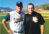  ?? JANICE BURNS ?? Jessie Burns, with coach Steve Vickery, during his high school playing days at El Capitan.