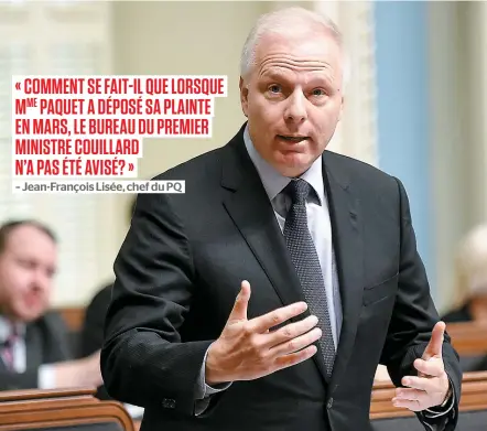  ??  ?? Le chef du Parti québécois, Jean-François Lisée, pense que le premier ministre aurait dû être au courant des allégation­s d’agression sexuelle contre son député, ce que Philippe Couillard a toujours nié.