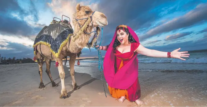  ?? Picture: NIGEL HALLETT ?? Soprano Anna-Louise Cole prepares for her lead role in Opera Australia’s staging of Aida on the beach at Coolangatt­a.