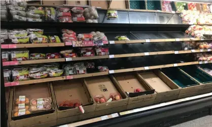  ?? Photograph: Liam McBurney/PA ?? Empty shelves at a Marks & Spencer’s store in Belfast. The retailer has warned that red tape will increase costs.