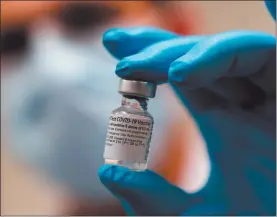  ?? Photo: Nampa/AFP ?? Safe… Five doses of Covid-19 vaccine is held by SPC Angel Laureano at the Walter Reed National Military Medical Centre in Bethesda, Maryland.