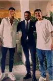  ?? ?? A Miami Paulo Dybala a cena con Joaquin Correa in vacanza in Florida