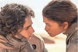  ?? PROVIDED BY NIKO TAVERNISE ?? Paul Atreides (Chalamet) and Chani (Zendaya) grow closer as larger threats emerge in the sci-fi fantasy sequel.