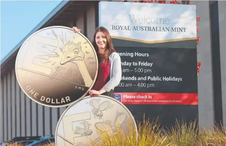  ??  ?? Royal Australian Mint coin designer Bronwyn Scott, who designed the new A-Z of Aussie $1 coins. Picture: Gary Ramage