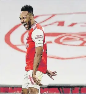  ?? FOTO: AP ?? Aubameyang celebra uno de los dos goles ante el Manchester City en la FA Cup