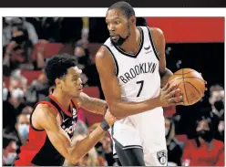  ?? Getty Images (2) ?? NOT ENOUGH: The Nets were well-positioned for a win Monday night in Portland, getting big nights from Kyrie Irving (22 points, eight rebounds) and Kevin Durant (above, 28 points and 10 rebounds. But Brooklyn allowed the Trail Blazers to take control with a 19-7 run in the third quarter and never recovered.