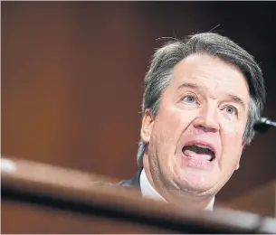  ?? ANDREW HARNIK GETTY IMAGES ?? Supreme Court nominee Brett Kavanaugh’s performanc­e before the U.S. Senate judiciary committee on Thursday was pure theatre, and not in a good way, Heather Mallick writes.