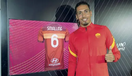  ??  ?? Difensore Chris Smalling, 30 anni, dal Fulham (giovanili) è passato al Man United (206 presenze). L’anno scorso alla Roma 30 gare e 3 gol