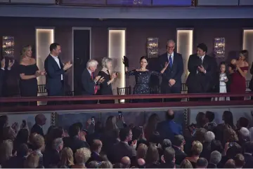  ??  ?? Julia Louis-Dreyfus acknowledg­es applause at the Mark Twain Award ceremony in Washington on Sunday. She was honoured for her career in comedy. — The Washington Post photo by Bill O’Leary