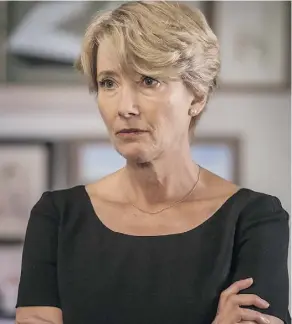  ??  ?? Emma Thompson stars as a seemingly cold and analytical judge presiding over a complicate­d case involving a 17-year-old boy in The Children Act.