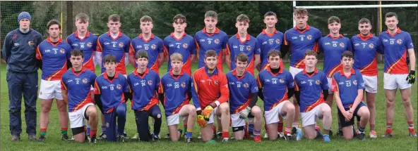  ??  ?? The Coláiste Eoin Hacketstow­n team who defeated Blessingto­n CC in the South Leinster ‘D’ Senior football championsh­ip.