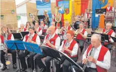  ?? FOTO: GERHARD RUNDEL ?? In Schnetzenh­ausen spielten die Musiker des Kreissenio­renorchest­ers Biberach den Kollegen aus dem Bodenseekr­eis ein einstündig­es Geburtstag­sständchen.