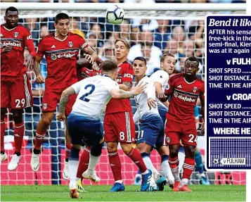  ?? GETTY IMAGES ?? Big dipper: Kieran Trippier’s brilliant free-kick puts Spurs back in front