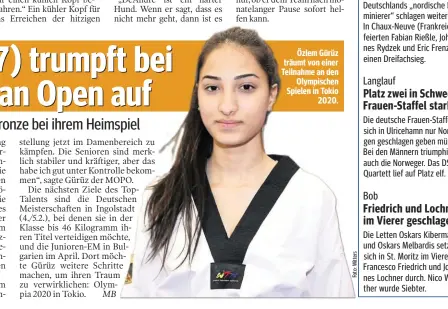  ??  ?? Özlem Gürüz träumt von einer Teilnahme an den Olympische­n Spielen in Tokio 2020.