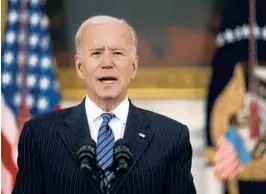  ?? ALEX WONG/GETTY ?? President Biden speaks Tuesday at the White House.