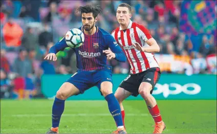  ?? FOTO: EFE ?? André Gomes despierta interés en el Milan y en el Liverpool. Unos espiarán al medio del Barça con Portugal