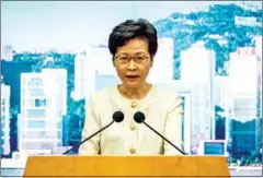  ?? AFP ?? Hong Kong leader Carrie Lam was included on a list of Chinese officials sanctioned by the US.