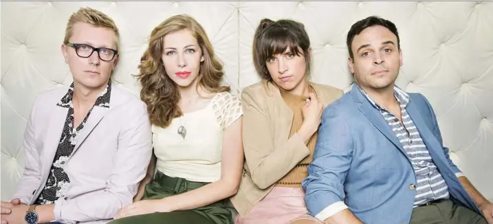  ?? Danny Clinch / Big Hassle Media via Associated Press ?? Members of Lake Street Dive — from left, Michael Olson, Rachael Price, Bridget Kearney and Michael Calabrese — credit Kevin Bacon for giving their career a lift.