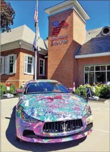  ?? PHOTO PROVIDED ?? Artist Laurence Gartel’s Maserati Art Car is on display outside of the National Museum of Racing and Hall of Fame in Saratoga Springs.