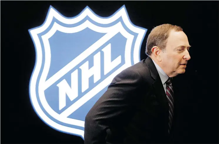  ?? — THE CANADIAN PRESS FILES ?? NHL commission­er Gary Bettman said at this Jan. 30 All-Star weekend news conference that he was ‘very comfortabl­e’ with the league’s record. .
