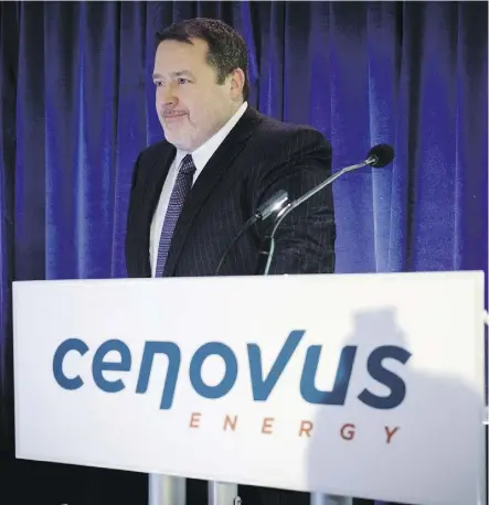  ?? JEFF MCINTOSH/THE CANADIAN PRESS ?? Cenovus CEO Alex Pourbaix pledged Wednesday that the firm won’t hedge at “very high levels” again. He noted that the best way to manage volatile commodity prices is to deleverage.