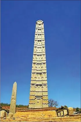  ??  ?? The obelisk at Axum is a popular landmark in Ethiopia.